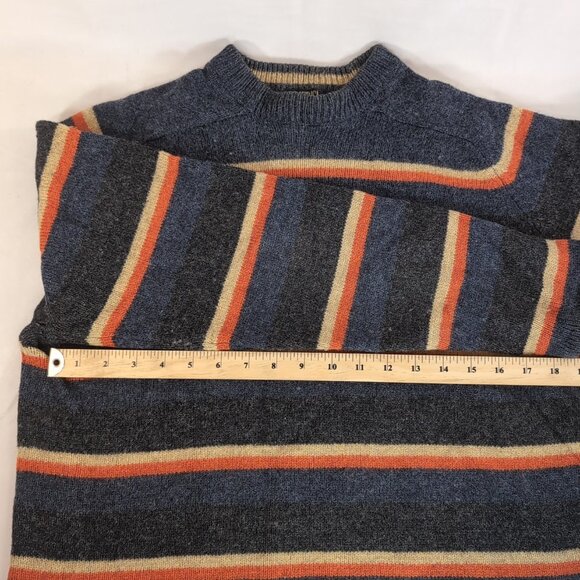 America 100% Wool Striped Knit Sweater Blue Orange Long Sleeve Men S Small VTG - Picture 5 of 11